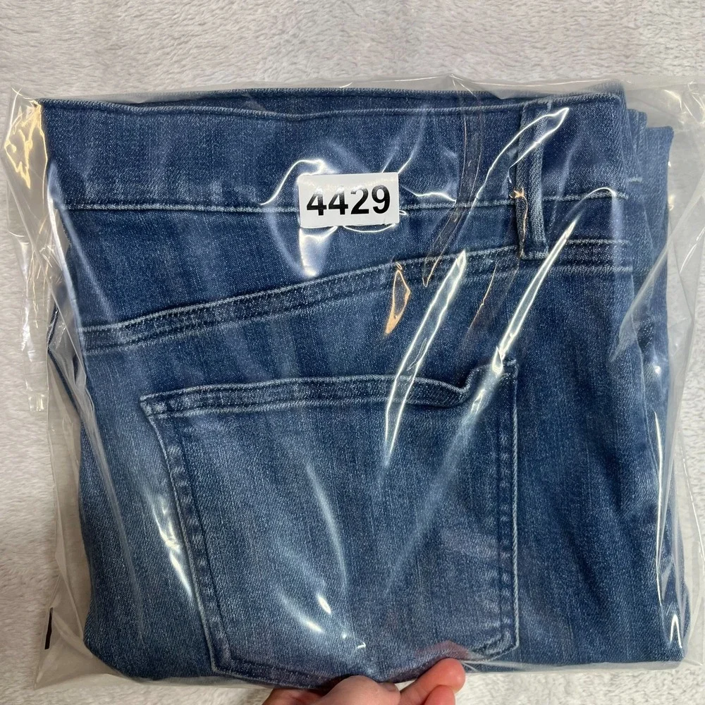 Ann Taylor Straight Jeans Womens 14 Blue Denim Pockets Classic Zip Fly - 36X28.5
